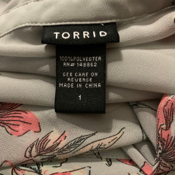 Torrid Lexie Women's Chiffon Floral Tunic Baby Doll Low High Sheer Size 1 - Picture 3 of 9